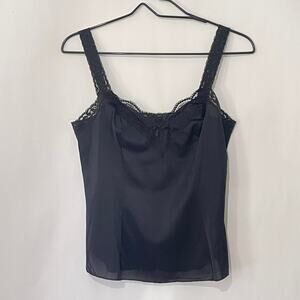 Olga Vintage Camisole Shirt Slip Womens Size Small Black Lace Cami Undergarment